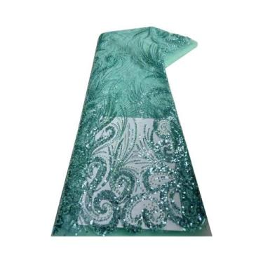 Imagem de Vestido de Festa de Casamento Nigeriano - Tecido de Renda de Tule com 