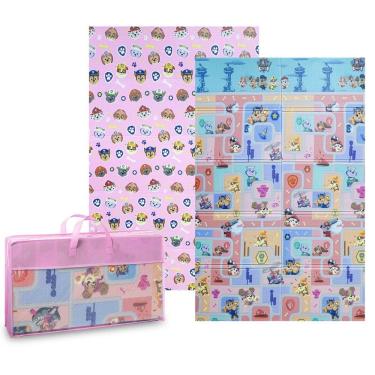 Imagem de Tapete de Atividades Infantil Dobrável Tapetão Maleta 1,20x1,80m Meninas Rosa Estampa Patrulha Canina