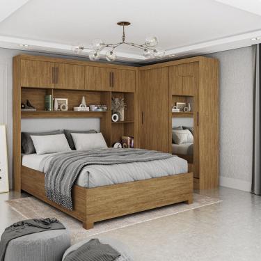Imagem de Quarto Modulado Casal com Espelho e Cama 6 Portas Belém Carioca Móveis