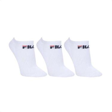 Imagem de Kit Meia Fila Tripack Cano Curto Lisa Unissex, 34/38, Branco