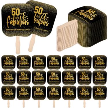 Imagem de Geelin 25 peças de lembrancinhas de festa de aniversário de 50 anos para convidados a granel para fãs de papel de agradecimento com alça 50 presentes de lembrança de aniversário de aniversário a