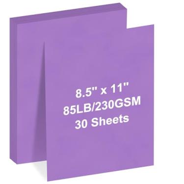 Imagem de Cartolina 21,6 cm x 28 cm, papel cartolina 38,6 kg/230 gsm, cartolina roxa para impressora, desenho, etiquetas de presente, convites, cartões etc. (roxo A, 30 folhas)