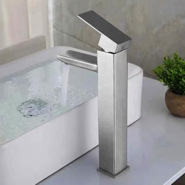Imagem de Torneira Banheiro Bica Alta Inox Cuba Monocomando Misturador Gourmet Luxo