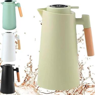 Imagem de Garrafa Térmica com Termômetro Digital, 1L, Cabo em Madeira, Polipropileno e painel de Led Digital