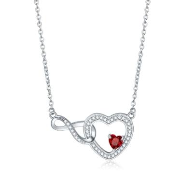 Imagem de Exqele Colar de coração para mulheres, pingente de coração infinito, colar de pedra de nascimento de cristal personalizado, presentes de aniversário de formatura para mãe, esposa, filha, namorada