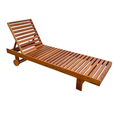 Imagem de Espreguiçadeira Chaise para Piscina Regulavél Madeira de Demolição Sudeste Rústico