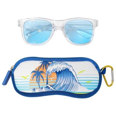 Imagem de LUV HER Conjunto de óculos de sol e estojo infantil Wave – Óculos de sol para meninos proteção UV – Tema legal de surfe