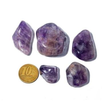 Imagem de 05 Ametista Rolada Natural Pedra G 30 a 45mm Classe A - CristaisdeCurv