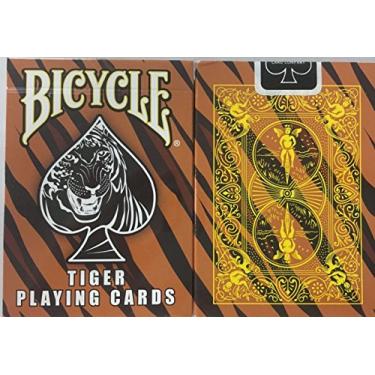 Imagem de Bicycle Cartas de baralho Tiger Deck – Design de pele de tigre preto amarelo Cartes cyclables pont Tigre jouant – Peau de Tiger de Retour Design Noir Jaune