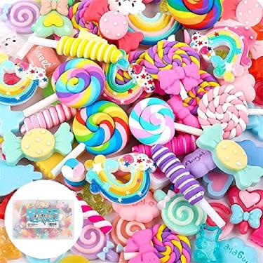 Imagem de Holicolor 120pcs Slime Charms Resin Fake Candy Charms Kawaii Cute Set Mixed Assorted Sweets Flatback Slime Beads Making Supplies for DIY Craft Making and Ornament Scrapbooking