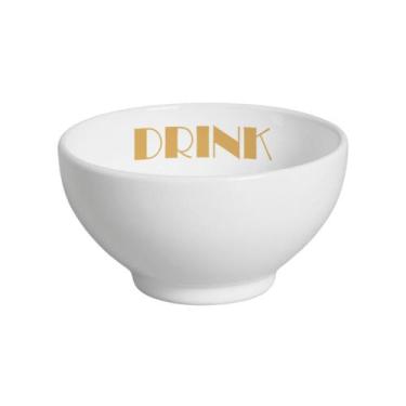 Imagem de Kit Comedouro Branco/Dourado Suporte Médio - Cerâmica Regina