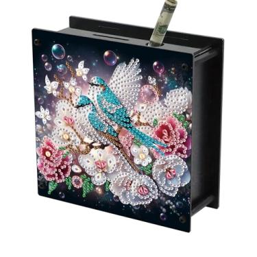 Imagem de LXTONG Flower Birds Diamond Art Money Bank, Acrylich Diamond Painting Piggy Bank, Birds Stand on Branch Coin Cash Savings Challenge Box Paint with Diamonds for Adult Birthday Presents Craft Kit