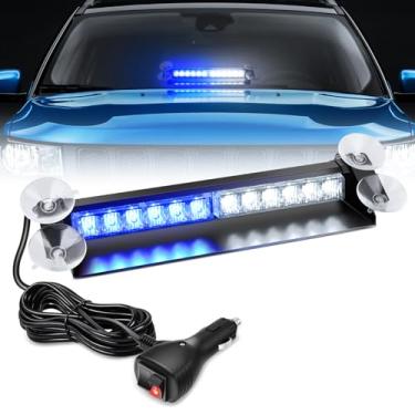 Imagem de Nilight 12LED Traffic Advisor Barra de luz estroboscópica azul branca aviso de emergência perigo segurança painel dianteiro/traseiro luzes piscando para carros, caminhões, polícia, bombeiro, arado