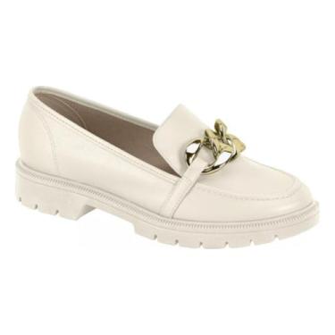 Imagem de Mocassim Loafer Feminino Tratorado Napa Branco Off Dourado Beira Rio 4283.105 33