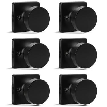 Imagem de Probrico Maçanetas de porta simples falsas no interior, pacote com 6, maçanetas pretas não giratórias no interior, puxadores redondos clássicos para armário e corredor sem chave