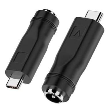 Imagem de Artilits Adaptador tipo C fêmea para CC 5,5 x 2,1 mm, tipo C USB-C macho para DC 5,5 x 2,1 mm, adaptador de 12 V feito para luzes USB, ventilador pequeno, solar dobrável, laptops, séries de câmeras