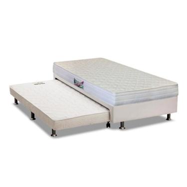 Imagem de Cama Box Completa com Auxiliar Solteiro Ortopédica Espuma Courano Branco 88x188cm Kit H...