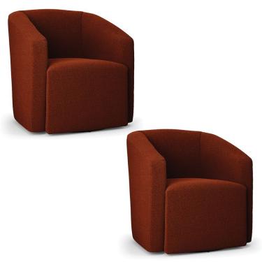 Imagem de Kit 2 Poltronas Stella Max Bouclê Terracota Base Giratória - D'rossi