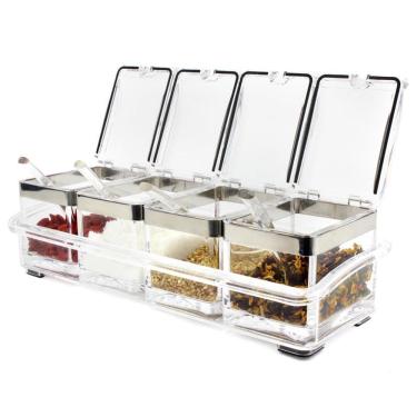 Imagem de Kit Porta Condimentos Temperos Acrílico Crystal Seasoning Kit