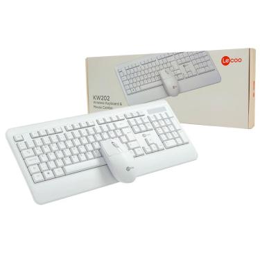 Imagem de Kit Teclado E Mouse Wireless Lecoo, 2.4 Ghz, Abnt2, 1200dpi, Branco - Kw202wh