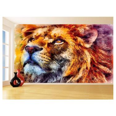 Imagem de Papel De Parede 3D Animais Leão Rosto Rei Olhar 3,5M Anm447
