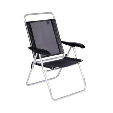 Imagem de Cadeira De Praia Alta Reclinável Boreal Cores Porta Copo Mor, Preto