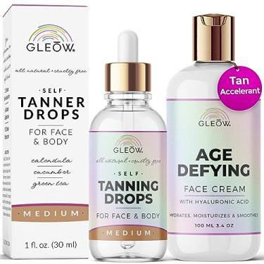 Imagem de GLEOW Gotas De Bronzeamento Facial Para Adicionar Hidratante, Autobronzeador Com Creme Revitalizante, Hidratante Bronzeador 1 Oz + 3,4