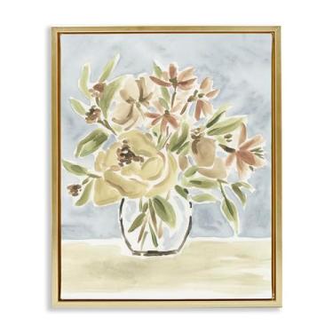 Imagem de Stupell Industries Buquê de bangalô mudo emoldurado em ouro com tela flutuante design de arte de parede por June Erica Vess, 25 x 31