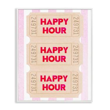 Imagem de Stupell Industries Design de arte giclée emoldurado branco Happy Hour Ticket Stubs por Lil' Rue, 61 x 76 cm