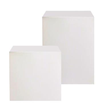 Imagem de Kit 2 Cubos Tablado Para Lojas Vitrine Base Para fotos MDF Branco