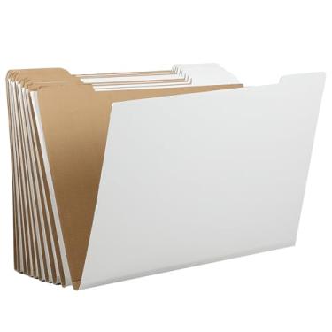 Imagem de Dinifee Pacote com 10 pastas de portfólio de arte armazena itens de até 45,72 cm x 60,96 cm, pasta de arquivo ondulada branca grande para armazenamento plano vertical para obras de arte, plantas