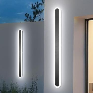 Imagem de SUCICNISD Pacote Com 2 Arandelas De Parede Modernas 31,5" Para Áreas Externas Casa, Luminárias Led Reguláveis, Longas Externas, Garagem, Pátio, Varanda, Entrada, Escada (3000K/4500K/6000K)