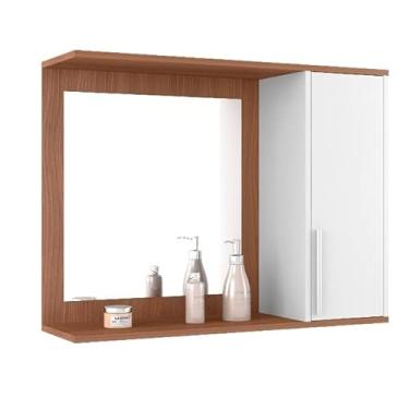Imagem de Armário de espelho para banheiro com portas (Branco/Nature)