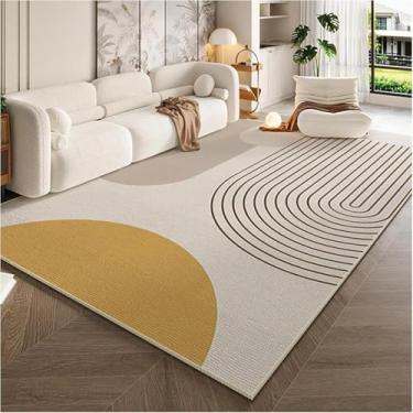 Imagem de Tapete de veludo cristalino simples estilo creme para sala de estar, mesa de centro, decoração de quarto, tapete para estudo e vestiário (120 x 200 cm, 47 x 79 polegadas/SJR-10)