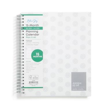 Imagem de Blue Sky Calendário planejador semanal e mensal de 15 meses 2025-2026, abril de 2025 a junho de 2026, 17,8 cm x 23 cm, capa flexível, encadernado, abas laminadas, inclui régua e notas adesivas,