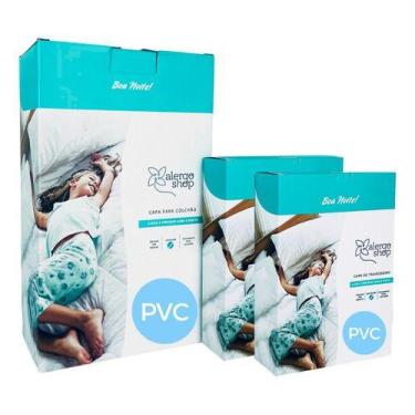 Imagem de Capa Anti Acaro para Colchão Casal Padrão 21cm PVC e 2 Capas de Traves
