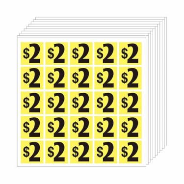 Imagem de DUGUTUL 500 adesivos quadrados de preço de $2 | Etiquetas grandes de 2,5 x 2,5 cm | Qualidade premium para vendas de garagem, vendas de quintal e mercados de pulgas | Adesivo forte, impermeável e à