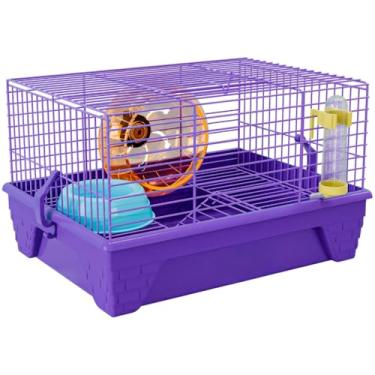 Imagem de Gaiola hamster transporte roedores mini Rodinha e comedouro (Lilás)
