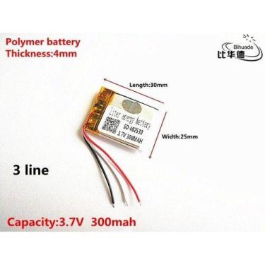 Imagem de (2pcs) Bateria 300 Mah 3,7 V 4mm X 25mm X 30mm C/3 Fios - bgb