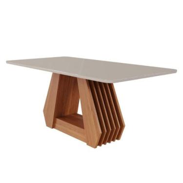 Imagem de Mesa Retangular para Sala De Jantar 180x90 Tampo De Vidro/MDF Agata Ci