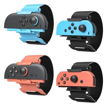 Imagem de Pacote com 4 pulseiras para Nintendo Switch 2 Just-Dance 2025 2024 e para Zumba Burn It Up para Nintendo Switch 2/Switch 1/OLED, acessórios de tiras elásticas ajustáveis para Joy con 2/Joy con 1, para
