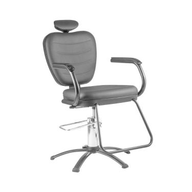 Imagem de Cadeira Cabelereiro Barbeiro Poltrona Top Salão de Beleza Estofado Dompel Reclinável Black