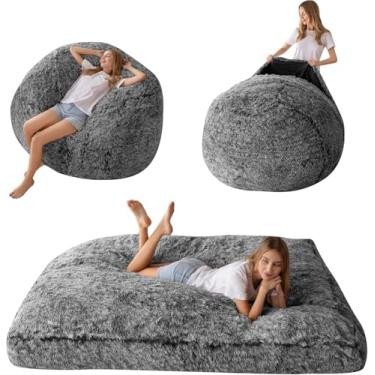 Imagem de MAXYOYO Cama Tipo Pufe Gigante Para Adultos, Conversível Que Se Transforma De Preguiçoso Em Colchão Chão, Sofá Grande, Enchimento Espuma Alta Densidade, Lavável À Máquina