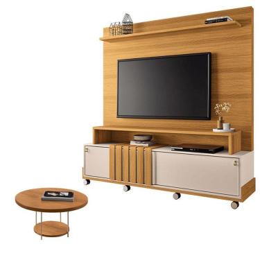 Imagem de Estante Home Theater Bold Off White Cinamomo E Mesa De Centro Sky Cinamomo - Hb Móveis