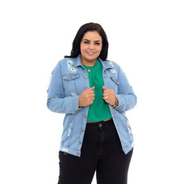 Imagem de Jaqueta Jeans Feminina Plus Size Casaco Casual Casaco longo - Copen je