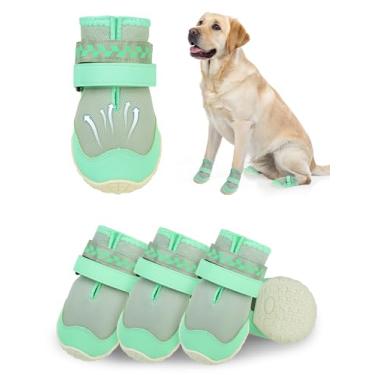 Imagem de SCENEREAL Sapatos de cachorro para pavimento quente para cães médios e grandes, botas respiráveis de malha para caminhadas de verão, botas refletivas para animais de estimação e protetores de patas