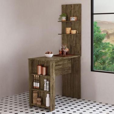 Imagem de Bancada de Cozinha Nara 5 Prateleiras Itaúna - Pnr Móveis, Marrom Escu