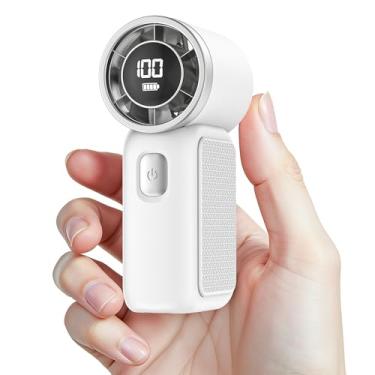 Imagem de AGEYOU Mini ventilador portátil portátil, vento de 6 marchas, ventiladores pessoais de viagem pequenos, ventilador turbo recarregável, presentes para mulheres e homens, para acampamento de férias ao