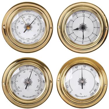 Imagem de Barômetro Termômetro Higrômetro Relógio,4pcs/set Estação Meteorológica Alog,barômetro Do Tempo Para Interior Ao Ar Livre,barômetros Para Casa,barômetro Para Parede,bar, Gold