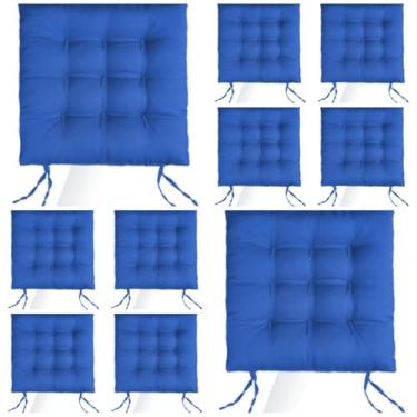 Imagem de Kit Com 10 Almofadas Para Cadeiras Assento Futon De Cadeira 40x40 Cm(Azul Royal)